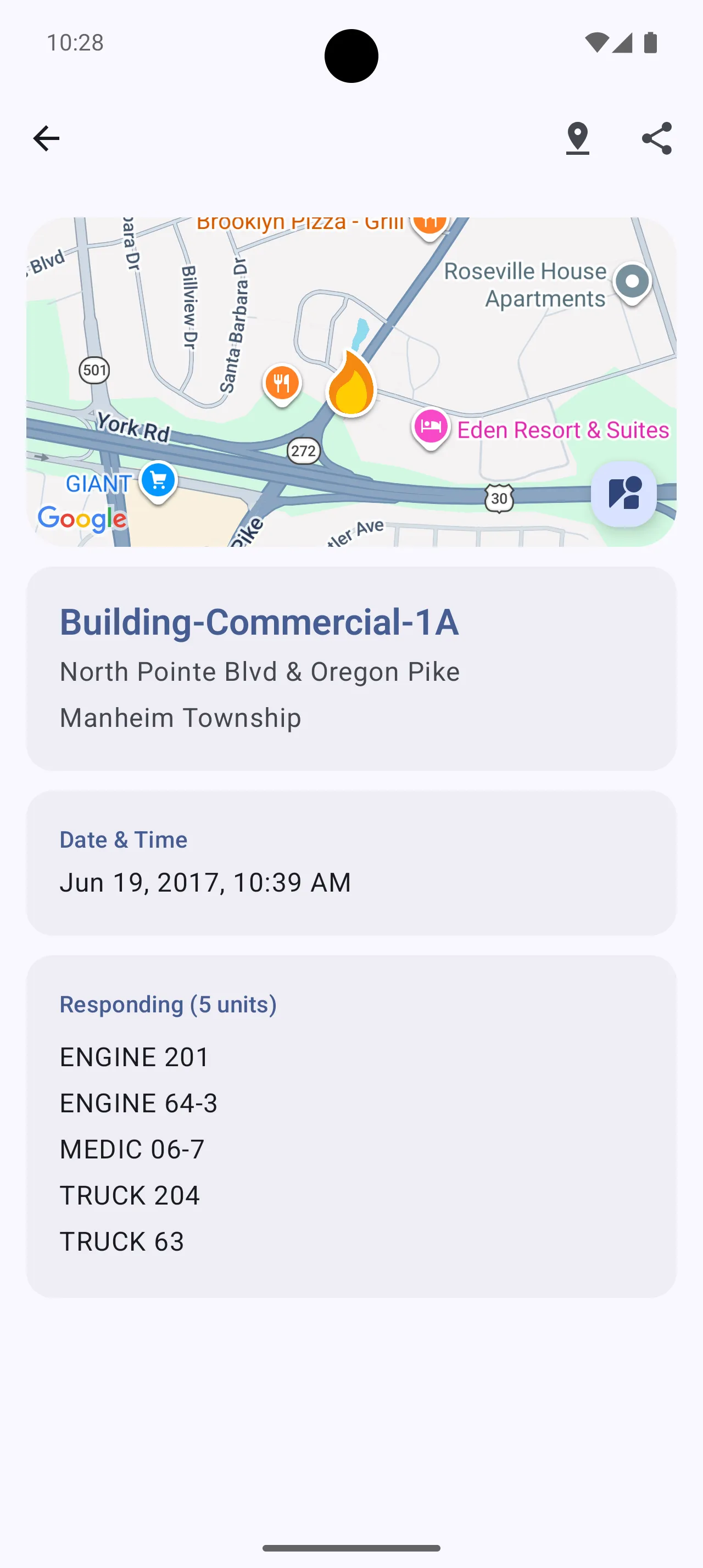 Incident details on Android